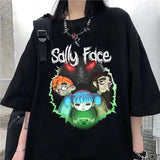 Women Sally Face Print T-shirt Harajuku Casual Summer Tee