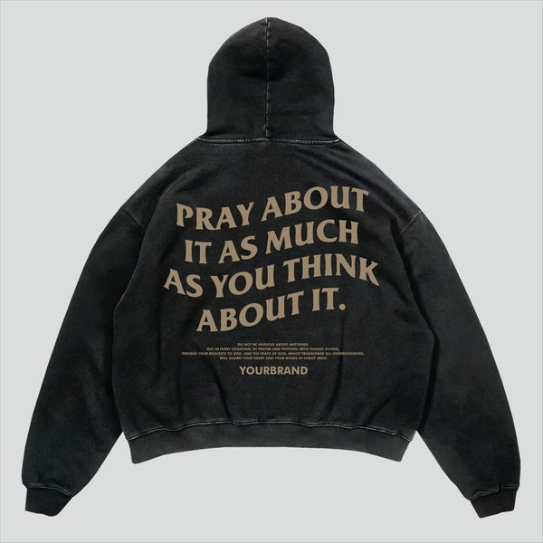 American Retro Letter Print Loose Hoodie