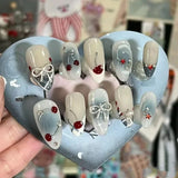 Bow shaped nails Hand drawn nails