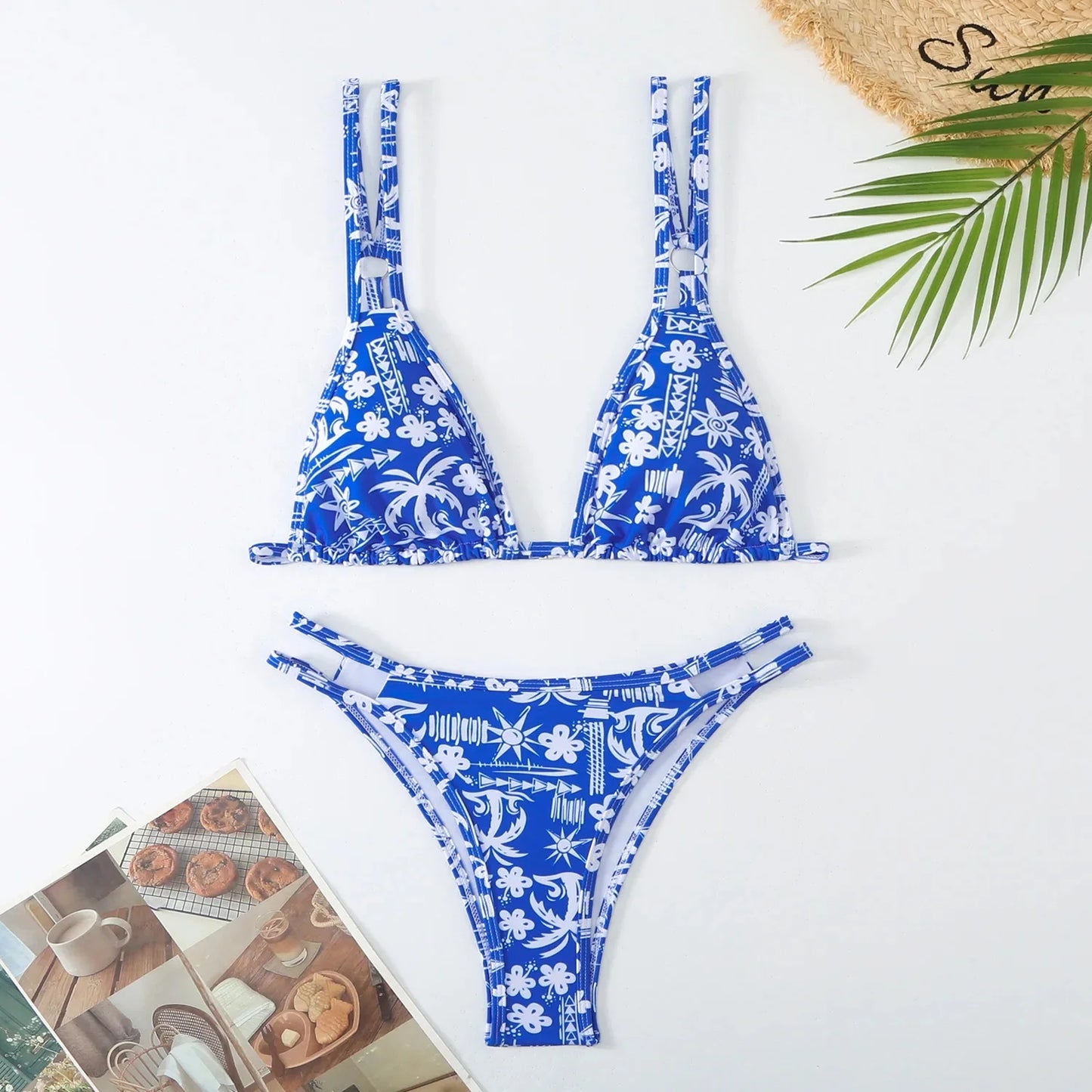 Double Shoulder Bikini Set High Waist Sexy Swimwear Women