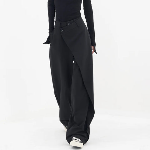 Casual High Waisted Wide Leg Pants Irregular Patchwork