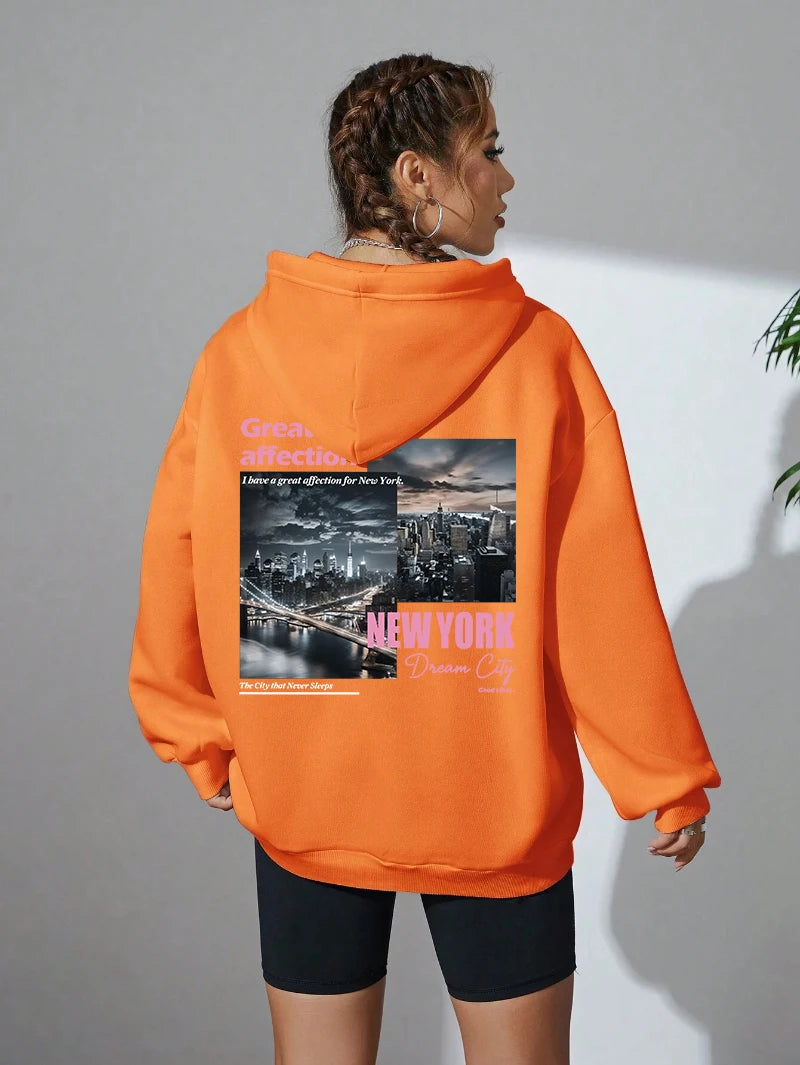 New York Hoodie Women Fashion Oversize Streetwear Top
