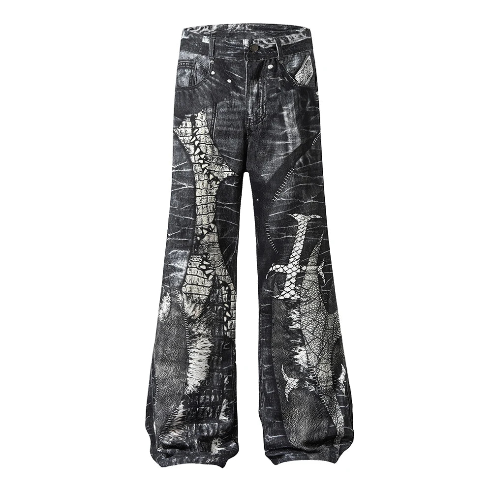 Distressed Baggy Black Men Jeans Vintage Hip-Hop Style