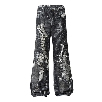 Distressed Baggy Black Men Jeans Vintage Hip-Hop Style