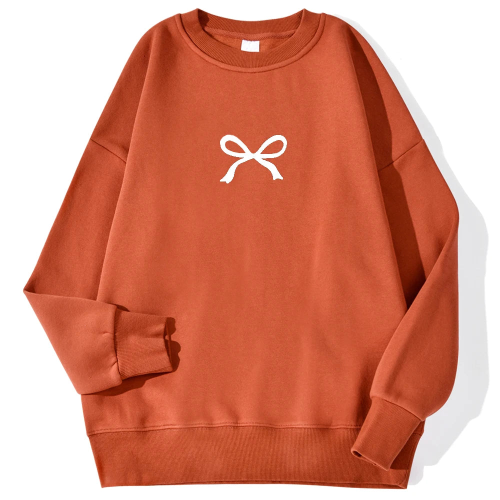 Casual Women's Sweatshirts Kawaii Bow Graphic Prints Pullover