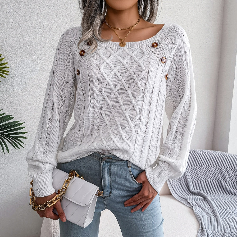 Women Sweater Streetwear Pullovers Knitted Warm Long Sleeves Casual