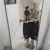 Women Vintage Cute Loose Trousers Girls Harajuku Sweatpants Sweet Flower