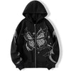 Y2K Gothic Butterfly Zip Hoodie Women Oversize Harajuku Streetwear