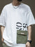 Mens Cargo Pocket Tshirt Letter Print Oversized Y2K Streetwear