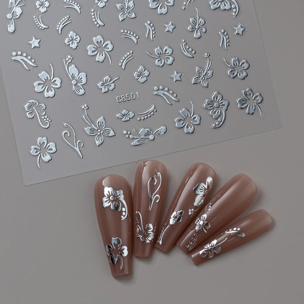 3D Gold Heart Nail Art Stickers