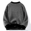 Mens Crew Neck Sweater Loose Fit Warm Layering Pullover Fall Winter