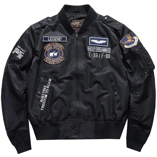 Men's Embroidered Bomber Jacket Air Force Aviation Workwear