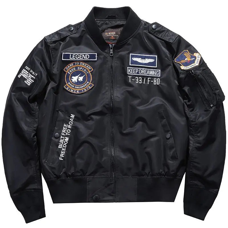 Men's Embroidered Bomber Jacket Air Force Aviation Workwear