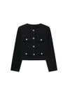 Women's Gold Button Jacket - Long Sleeve Coat Outerwear