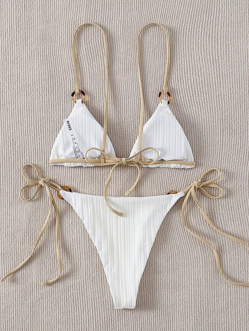 Women Bikini Sets Tie Side Bathing Suit Triangle String Thong