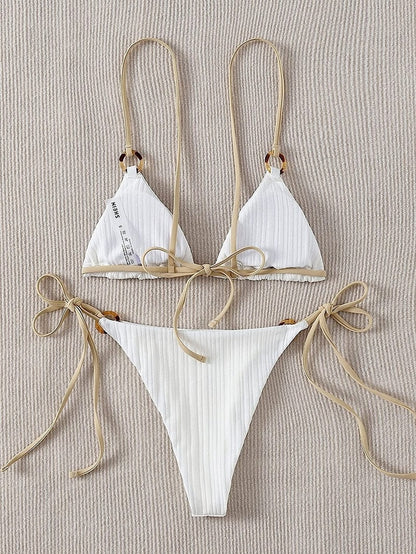 Women Bikini Sets Tie Side Bathing Suit Triangle String Thong