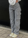Cargohose Y2k Damen Streetwear Hohe Taille