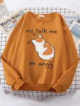 Women Sweatshirts Harajuku Cute Angy Cat