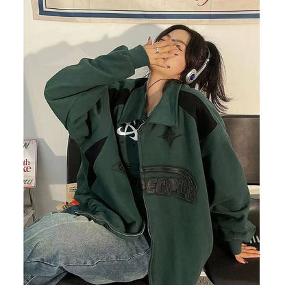 Women Sweatshirts Grunge Y2k Streetwear Zip Up