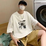 Oversized Cartoon Cat T-shirt For Men Short Sleeve