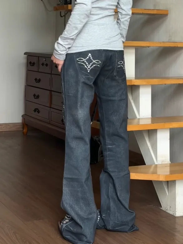 Women's Y2K Pearl High Waist Flared Jeans