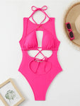 Asymmetrischer Neckholder-Monokini mit Cut-Out und hohem Beinausschnitt, Einteiler