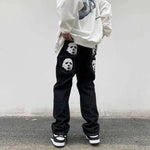 Y2K Retro Head Print Jeans Loose Fit Trend