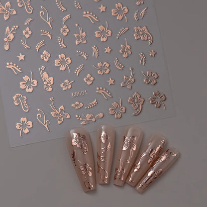 3D Gold Heart Nail Art Stickers