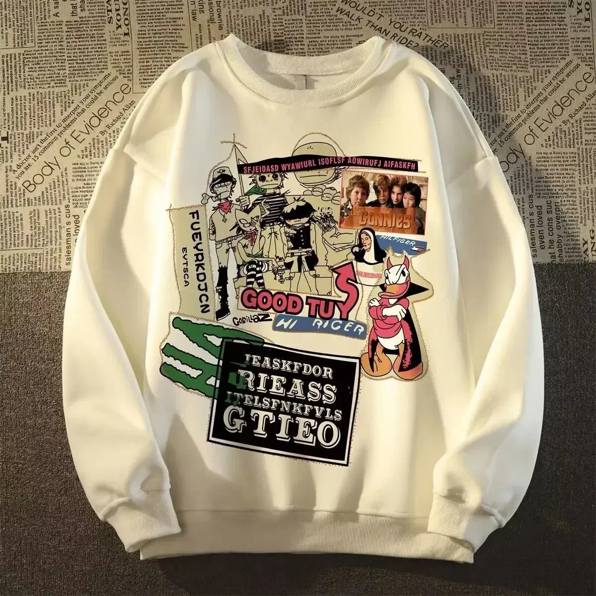 Men Collage Graphic Sweatshirt Trendy Streetwear