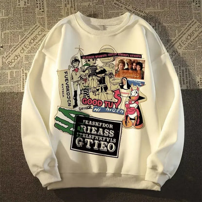 Men Collage Graphic Sweatshirt Trendy Streetwear