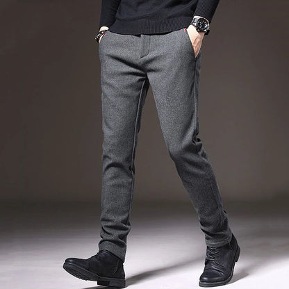 Autumn Winter Men's Straight Leg Long Daily Pants Thicken Casual