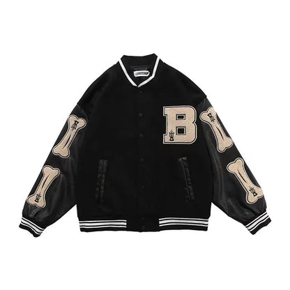 Men Bomber Jacket American Retro Letter Embroidery