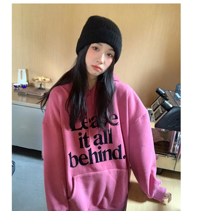 Hoodie Sleeves Long Korean Fashion Baggy Solid Pullover Sweatshirt