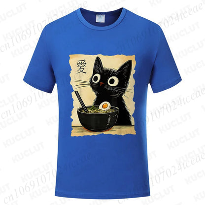 Kawaii Cat Ramen Japanese Anime T-Shirt