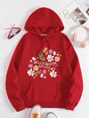 Flowers And Butterflies Hoodie Women Plants Prints Pocket Loose Pullover