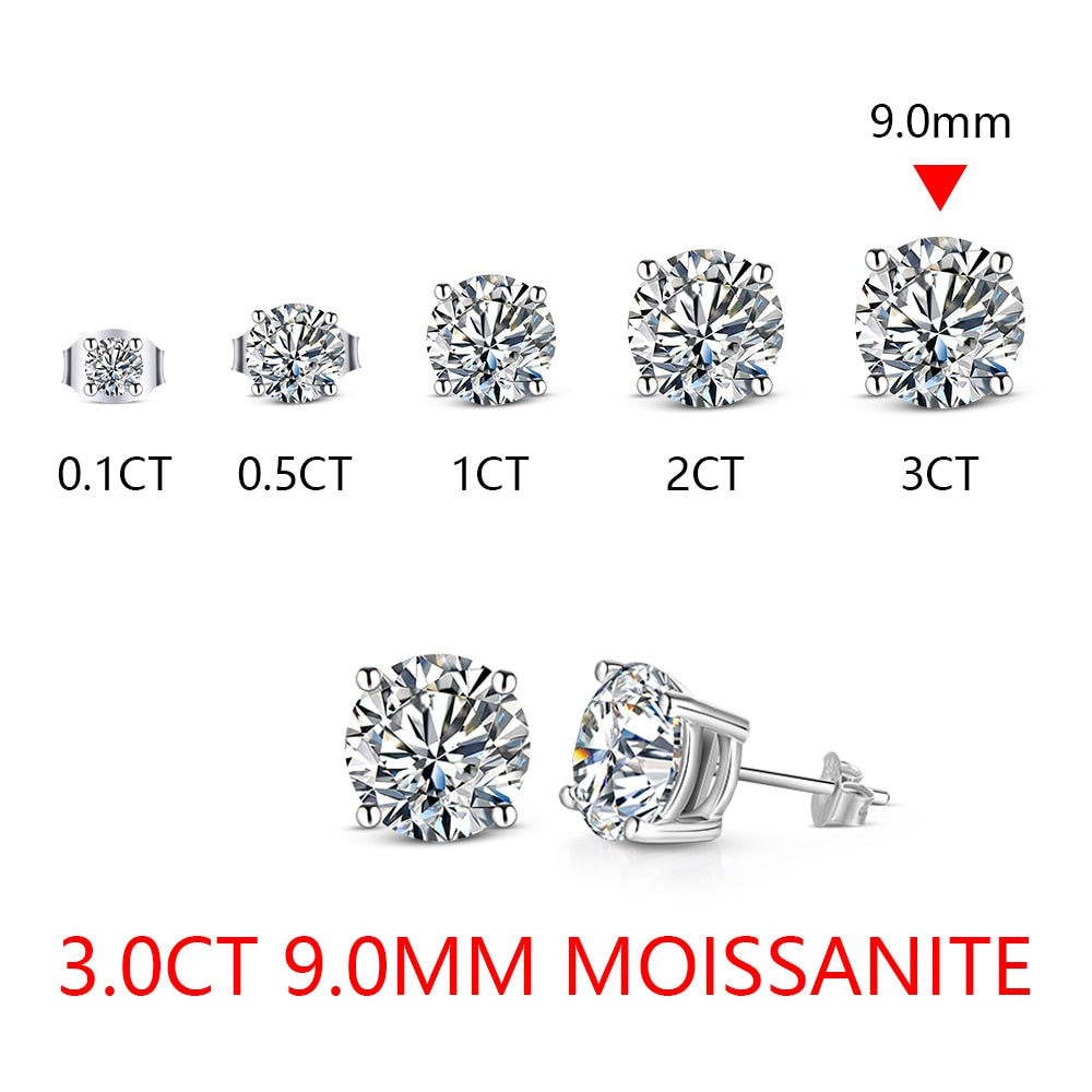 2 Carat 8.0mm D Color Moissanite Top Quality 100% 925 Sterling Silver - xinnzy