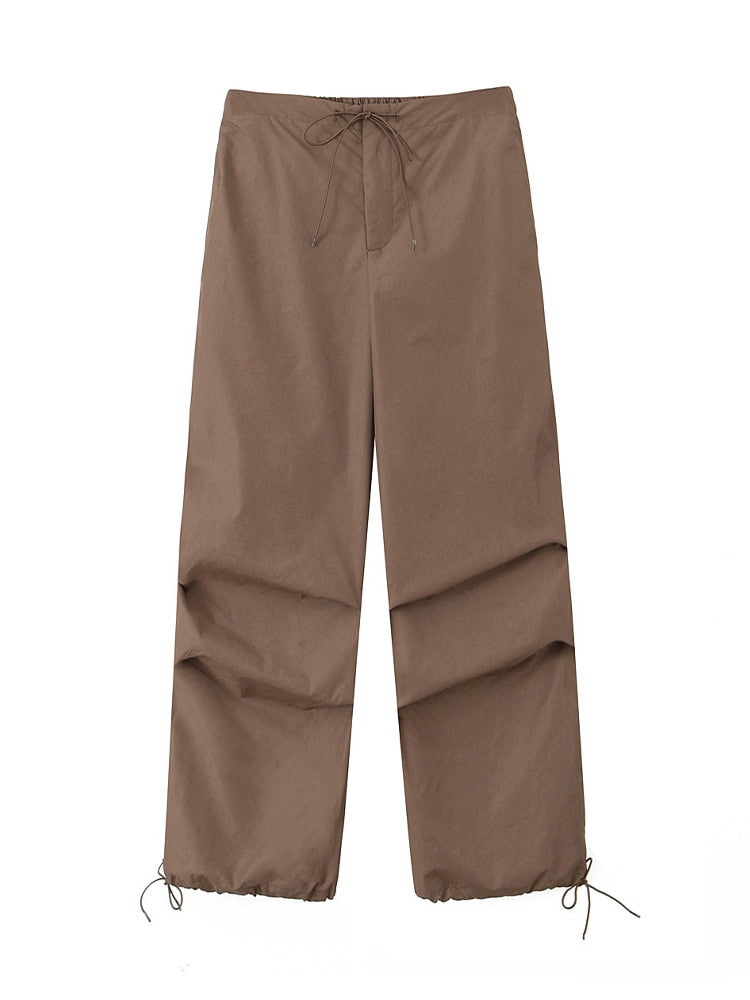 Willshela Damen-Cargohose mit Fallschirm-Motiv, zum Joggen, hohe elastische Taille