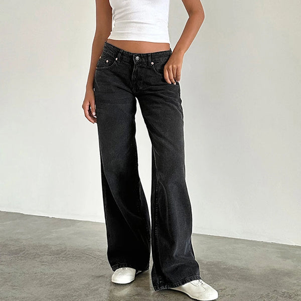Y2K Baggy Jeans Women Low Rise Straight Leg Streetwear Denim