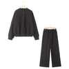Women's 2-Piece Retro Zipper Bomber Jacket & High-Waisted Velvet Pants