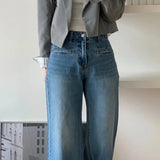 Retro High Waist Slimming Jeans Women Sense  Bootleg Pants Straight