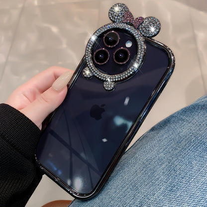 Diamond Bear Ear Case for iPhone Transparent Silicone Soft Cover