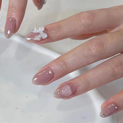 Summer Floral Short Fake Nail Tips