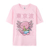 Kawaii Axolotl Eating Ramen Noodles T Shirt Autumn Hip hop