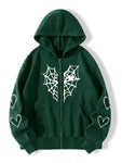 Fashionable and Casual Women's Spider Web Print Hoodie for Autumn