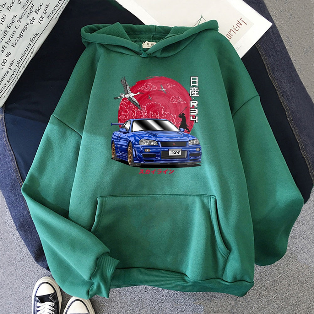 Hoodie Men for JDM Car Japanese Streetwear Casual