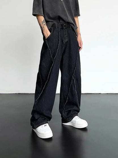 HIP HOP Ripped Patchwork Denim Trousers Men