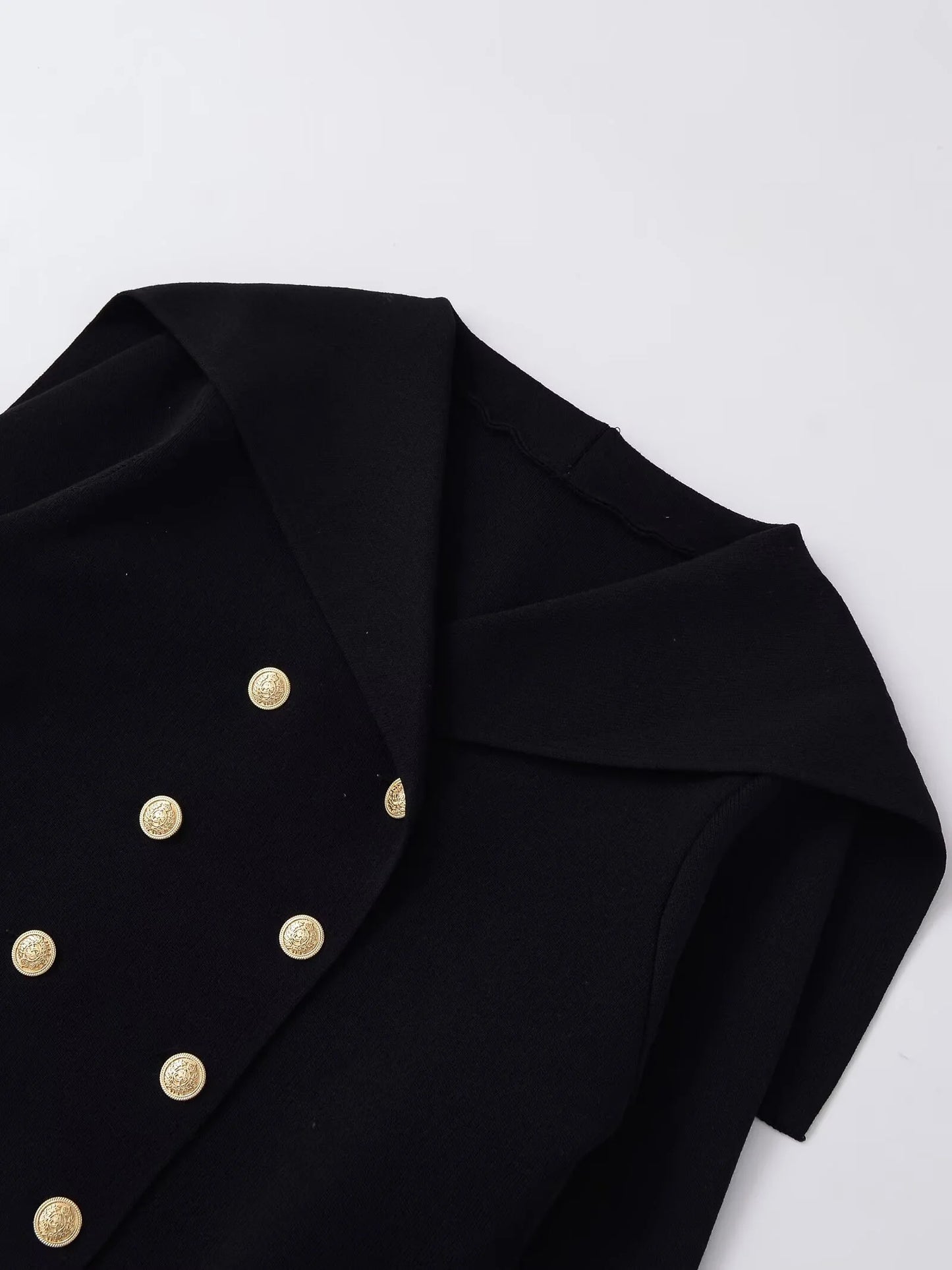 Women's Double Breasted Knit Jacket - Short Casual Blazer