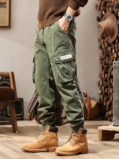 Neu Männer Cargo Hosen Herbst Multi-Pocket Military Elastische