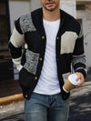 Mens Plaid Cardigan Sweater Colorblock Knit Jacket Fall Winter