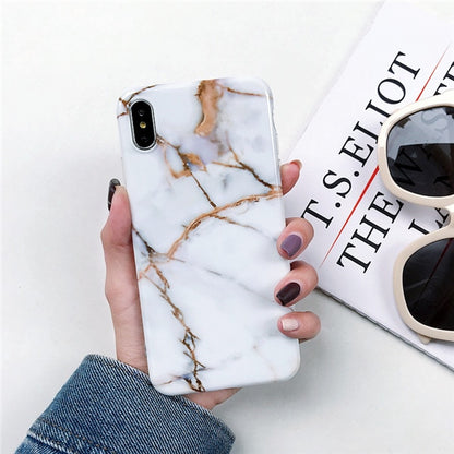 Marble case on For Coque iPhone Max Silicone Soft